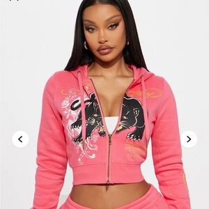 Ed Hardy Pop Pink Screaming Panther Hoodie